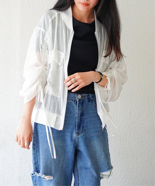 VENCEEXCHANGE（ヴァンスエクスチェンジ）の「袖ドロストシアーMA-1（MA-1・レディース・オフホワイト/ブラック・FREE）」の5枚目の写真