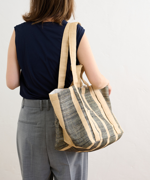 FRAMeWORK（フレームワーク）の「【MAISON N.H PARIS/メゾン エヌ アッシュ パリ】Raffia Shopping バッグ（クラッチバッグ・レディース・ブラックミックス・FREE）」の7枚目の写真