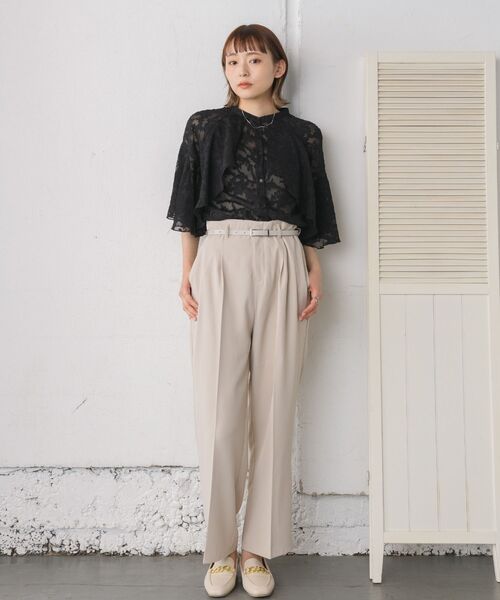 RETRO GIRL（レトロガール）の「ベルト付きタックスラックスPT（その他パンツ・レディース・ナチュラル/オレンジ/グリーン/ブラック・FREE）」の5枚目の写真