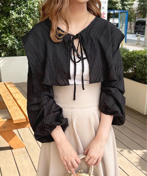 TOUJOURS トゥジュー レース ボレロ セーラーカラー TOUJOURS (トゥジュー) Lace Bolero Shirt (レースボレロシャツ)