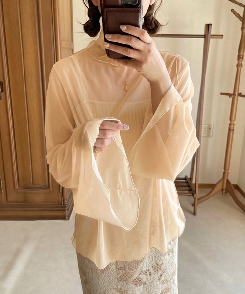 apresjour clair by 和花(アプレジュールクレアバイカズカ)の「【和花コラボアイテム】タックシアータートルネック/メロートップス【ZOZOTOWN限定アイテム】(Tシャツ/カットソー・レディース・ライトブラウン/アイボリー/オレンジ・X-LARGE/フリー)」の20枚目の写真