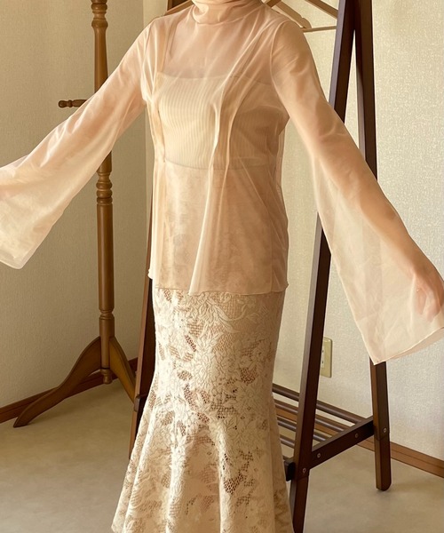 apresjour clair by 和花(アプレジュールクレアバイカズカ)の「【和花コラボアイテム】タックシアータートルネック/メロートップス【ZOZOTOWN限定アイテム】(Tシャツ/カットソー・レディース・ライトブラウン/アイボリー/オレンジ・X-LARGE/フリー)」の5枚目の写真