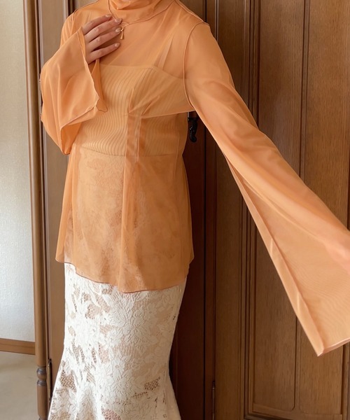 apresjour clair by 和花(アプレジュールクレアバイカズカ)の「【和花コラボアイテム】タックシアータートルネック/メロートップス【ZOZOTOWN限定アイテム】(Tシャツ/カットソー・レディース・ライトブラウン/アイボリー/オレンジ・X-LARGE/フリー)」の22枚目の写真