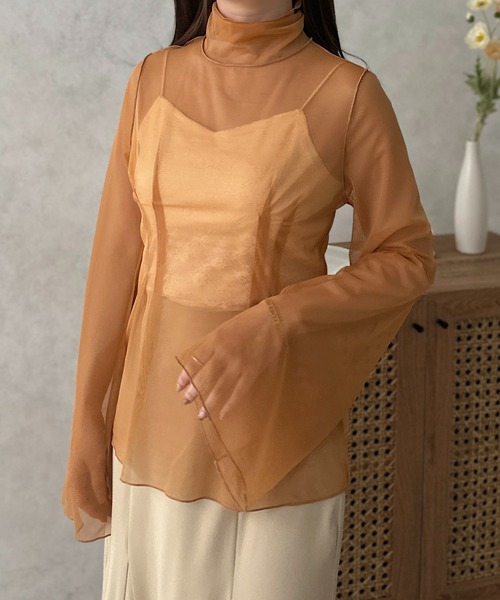 apresjour clair by 和花(アプレジュールクレアバイカズカ)の「【和花コラボアイテム】タックシアータートルネック/メロートップス【ZOZOTOWN限定アイテム】(Tシャツ/カットソー・レディース・ライトブラウン/アイボリー/オレンジ・X-LARGE/フリー)」の13枚目の写真