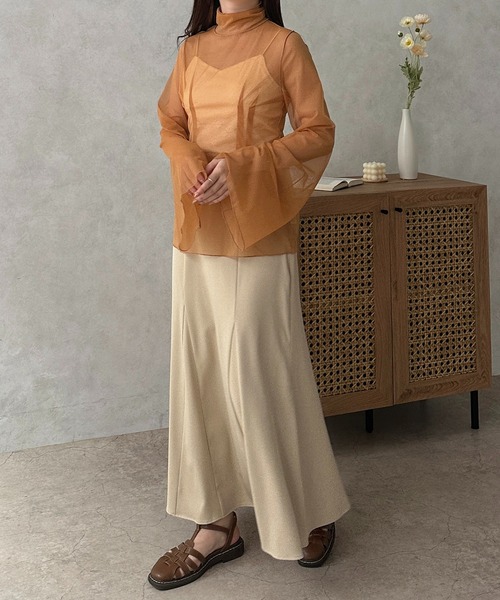 apresjour clair by 和花(アプレジュールクレアバイカズカ)の「【和花コラボアイテム】タックシアータートルネック/メロートップス【ZOZOTOWN限定アイテム】(Tシャツ/カットソー・レディース・ライトブラウン/アイボリー/オレンジ・X-LARGE/フリー)」の18枚目の写真