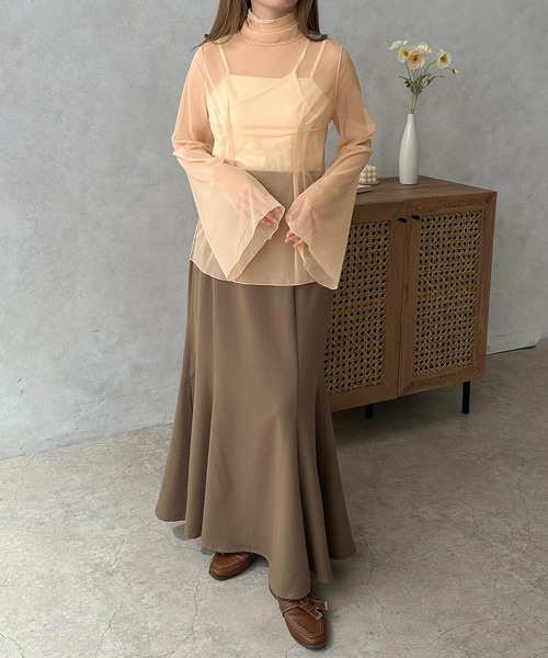 apresjour clair by 和花(アプレジュールクレアバイカズカ)の「【和花コラボアイテム】タックシアータートルネック/メロートップス【ZOZOTOWN限定アイテム】(Tシャツ/カットソー・レディース・ライトブラウン/アイボリー/オレンジ・X-LARGE/フリー)」の12枚目の写真