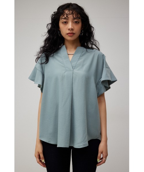 AZUL by moussy（アズールバイマウジー）の「RUFFLE SLEEVE SKIPPER BLOUSE/ラッフルスリーブスキッパーブラウス（シャツ/ブラウス・レディース・オフホワイト/ブルー/ブラック・SMALL/MEDIUM）」の9枚目の写真