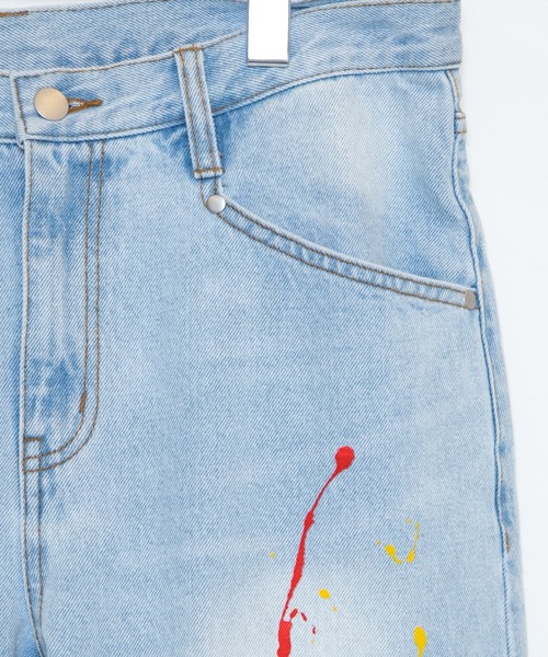 THE STANDARD（ザスタンダード）の「WEGO/ペンキデニムスリムストレートパンツ（デニムパンツ・メンズ・ライトインディゴブルー・MEDIUM/SMALL/LARGE）」の18枚目の写真