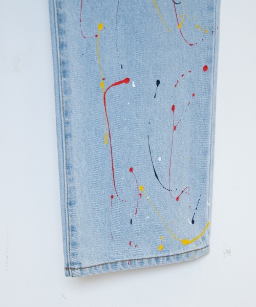 THE STANDARD（ザスタンダード）の「WEGO/ペンキデニムスリムストレートパンツ（デニムパンツ・メンズ・ライトインディゴブルー・MEDIUM/SMALL/LARGE）」の19枚目の写真