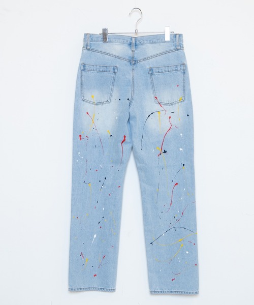 THE STANDARD（ザスタンダード）の「WEGO/ペンキデニムスリムストレートパンツ（デニムパンツ・メンズ・ライトインディゴブルー・MEDIUM/SMALL/LARGE）」の21枚目の写真