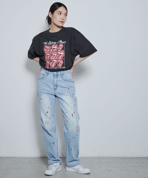 THE STANDARD（ザスタンダード）の「WEGO/ペンキデニムスリムストレートパンツ（デニムパンツ・メンズ・ライトインディゴブルー・MEDIUM/SMALL/LARGE）」の3枚目の写真