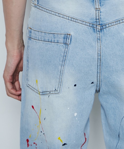 THE STANDARD（ザスタンダード）の「WEGO/ペンキデニムスリムストレートパンツ（デニムパンツ・メンズ・ライトインディゴブルー・MEDIUM/SMALL/LARGE）」の8枚目の写真