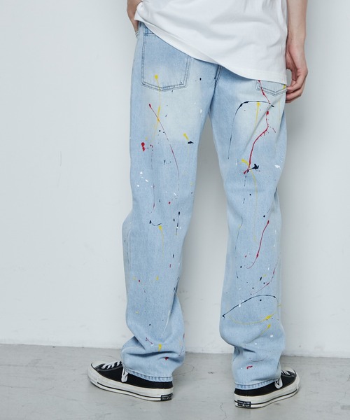 THE STANDARD（ザスタンダード）の「WEGO/ペンキデニムスリムストレートパンツ（デニムパンツ・メンズ・ライトインディゴブルー・MEDIUM/SMALL/LARGE）」の10枚目の写真