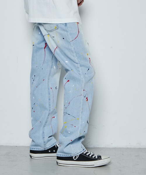 THE STANDARD（ザスタンダード）の「WEGO/ペンキデニムスリムストレートパンツ（デニムパンツ・メンズ・ライトインディゴブルー・MEDIUM/SMALL/LARGE）」の11枚目の写真