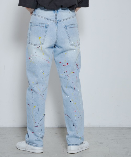 THE STANDARD（ザスタンダード）の「WEGO/ペンキデニムスリムストレートパンツ（デニムパンツ・メンズ・ライトインディゴブルー・MEDIUM/SMALL/LARGE）」の14枚目の写真