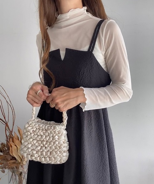 FILLOU(FILLOU)の「ダブルストラップジャガードキャミワンピース(ワンピース・レディース・ブラック/モカ/クリーム・X-LARGE/LARGE/MEDIUM)」の2枚目の写真