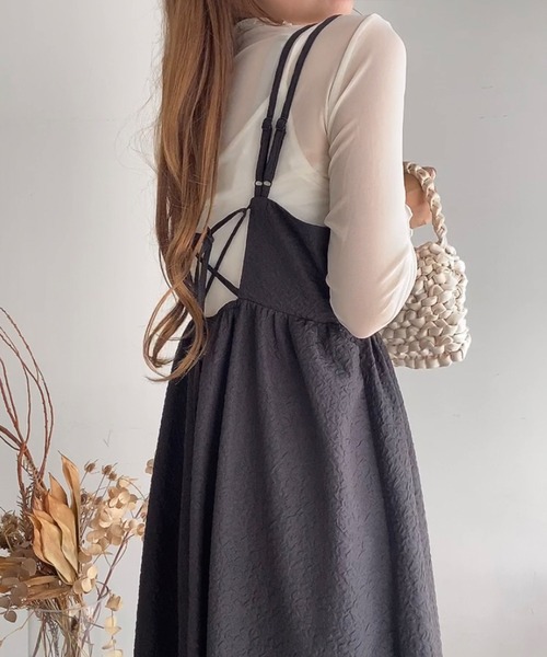 FILLOU(FILLOU)の「ダブルストラップジャガードキャミワンピース(ワンピース・レディース・ブラック/モカ/クリーム・X-LARGE/LARGE/MEDIUM)」の5枚目の写真