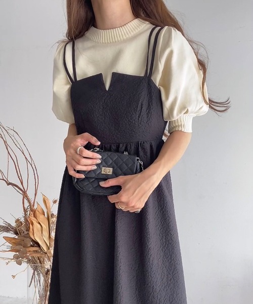 FILLOU(FILLOU)の「ダブルストラップジャガードキャミワンピース(ワンピース・レディース・ブラック/モカ/クリーム・X-LARGE/LARGE/MEDIUM)」の7枚目の写真