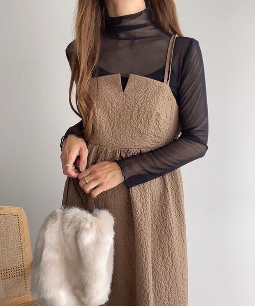 FILLOU(FILLOU)の「ダブルストラップジャガードキャミワンピース(ワンピース・レディース・ブラック/モカ/クリーム・X-LARGE/LARGE/MEDIUM)」の8枚目の写真