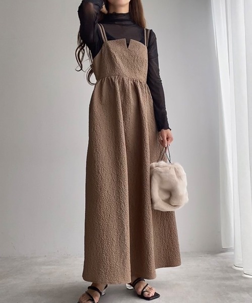 FILLOU(FILLOU)の「ダブルストラップジャガードキャミワンピース(ワンピース・レディース・ブラック/モカ/クリーム・X-LARGE/LARGE/MEDIUM)」の9枚目の写真