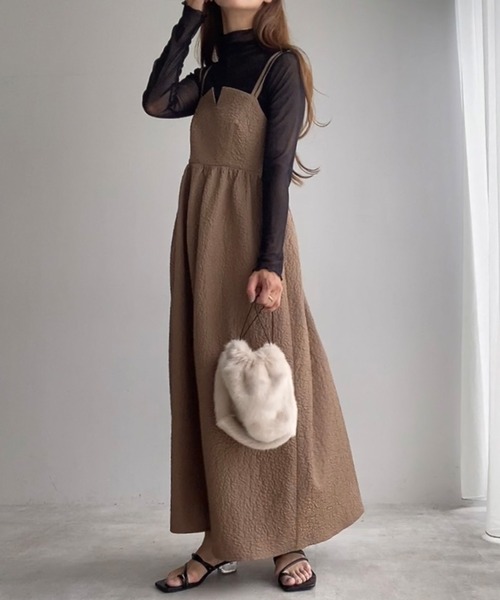 FILLOU(FILLOU)の「ダブルストラップジャガードキャミワンピース(ワンピース・レディース・ブラック/モカ/クリーム・X-LARGE/LARGE/MEDIUM)」の10枚目の写真
