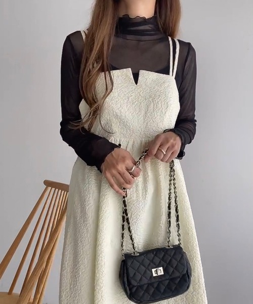 FILLOU(FILLOU)の「ダブルストラップジャガードキャミワンピース(ワンピース・レディース・ブラック/モカ/クリーム・X-LARGE/LARGE/MEDIUM)」の12枚目の写真