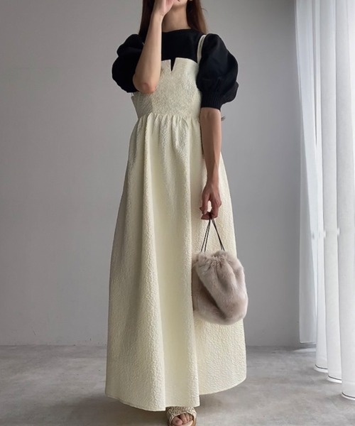 FILLOU(FILLOU)の「ダブルストラップジャガードキャミワンピース(ワンピース・レディース・ブラック/モカ/クリーム・X-LARGE/LARGE/MEDIUM)」の15枚目の写真