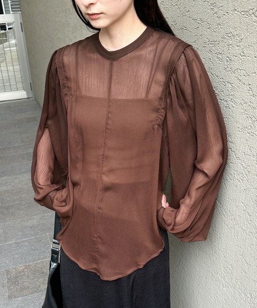 select MOCA（セレクトモカ）の「2way楊柳ボリュームスリーブブラウス（シャツ/ブラウス・レディース・グレイッシュベージュ/アイボリー/ブラック/ブラウン・FREE）」の20枚目の写真