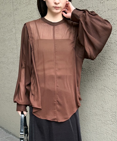 select MOCA（セレクトモカ）の「2way楊柳ボリュームスリーブブラウス（シャツ/ブラウス・レディース・グレイッシュベージュ/アイボリー/ブラック/ブラウン・FREE）」の22枚目の写真
