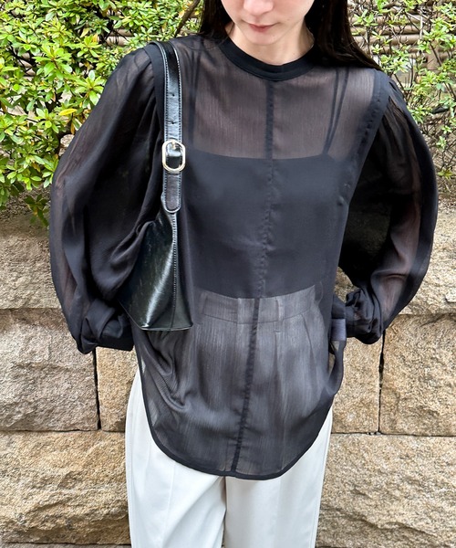 select MOCA（セレクトモカ）の「2way楊柳ボリュームスリーブブラウス（シャツ/ブラウス・レディース・グレイッシュベージュ/アイボリー/ブラック/ブラウン・FREE）」の16枚目の写真