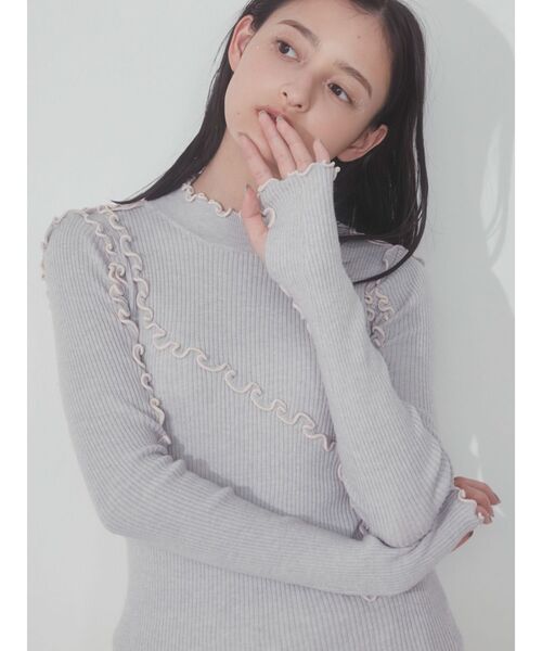 merry jenny（メリージェニー）の「メロウリブニット（ニット/セーター・レディース・ライトグレー/ピンク/イエロー・FREE）」の5枚目の写真