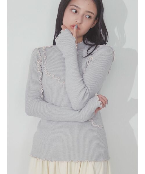 merry jenny（メリージェニー）の「メロウリブニット（ニット/セーター・レディース・ライトグレー/ピンク/イエロー・FREE）」の6枚目の写真