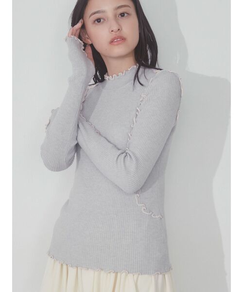 merry jenny（メリージェニー）の「メロウリブニット（ニット/セーター・レディース・ライトグレー/ピンク/イエロー・FREE）」の7枚目の写真