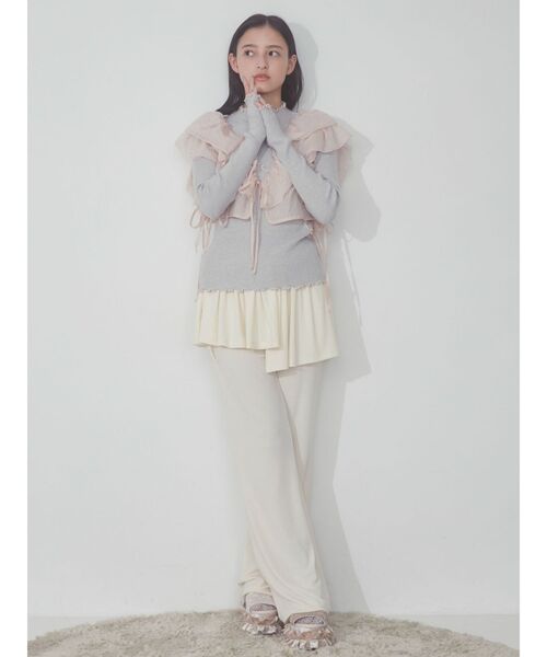 merry jenny（メリージェニー）の「メロウリブニット（ニット/セーター・レディース・ライトグレー/ピンク/イエロー・FREE）」の9枚目の写真