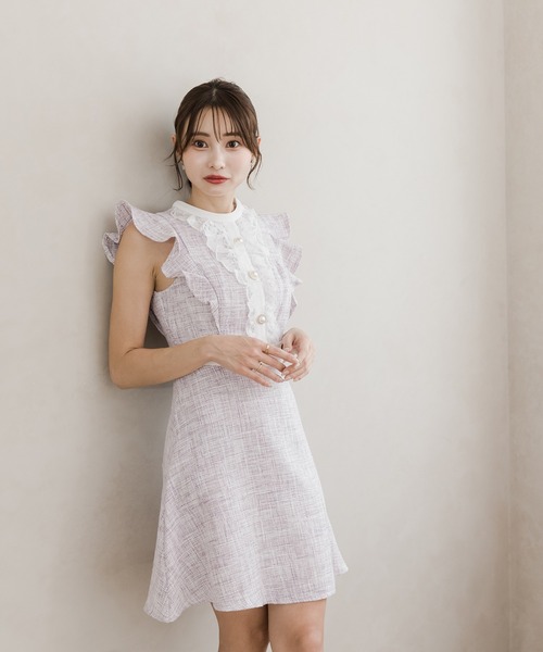 FUNALIVE（ファンアライブ）の「ハイネックツイードAラインミニ