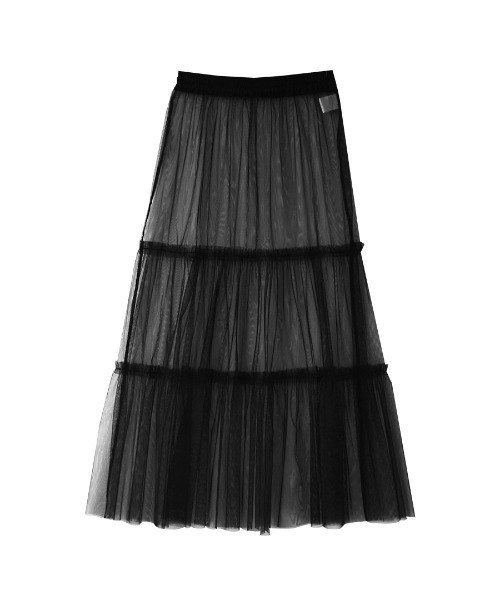 e-zakkamania stores（イーザッカマニアストアーズ）の「チュール ティアードスカート（スカート・レディース・ブラック/アイボリー・フリー）」の6枚目の写真