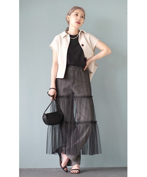 e-zakkamania stores（イーザッカマニアストアーズ）の「チュール ティアードスカート（スカート・レディース・ブラック/アイボリー・フリー）」の11枚目の写真