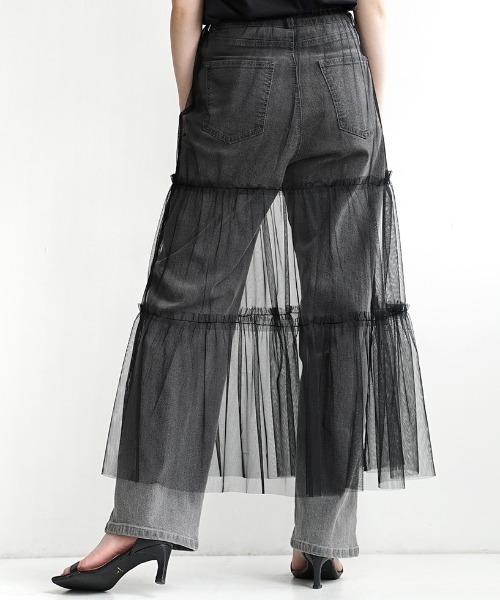 e-zakkamania stores（イーザッカマニアストアーズ）の「チュール ティアードスカート（スカート・レディース・ブラック/アイボリー・フリー）」の3枚目の写真