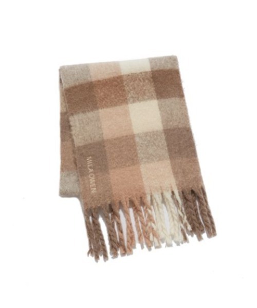 Mila Owen（ミラオーウェン）の「ツイストフリンジストール（ストール/ショール・レディース・チェック/ホワイト/レッド/グリーン・FREE）」の6枚目の写真