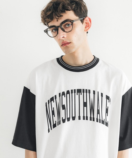 coca（coca）（コカ）の「メンズリブラインカレッジロゴプリントT（Tシャツ/カットソー・メンズ・ホワイト・M/L/XL）」の5枚目の写真