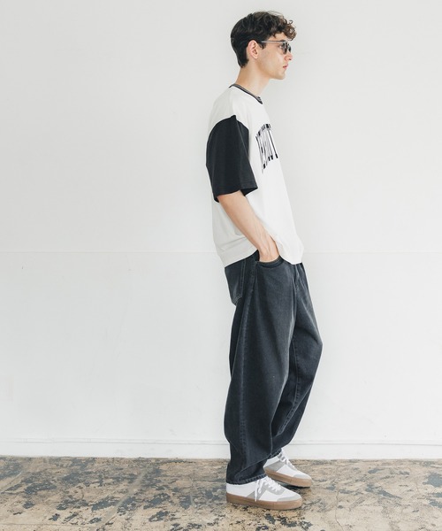coca（coca）（コカ）の「メンズリブラインカレッジロゴプリントT（Tシャツ/カットソー・メンズ・ホワイト・M/L/XL）」の6枚目の写真