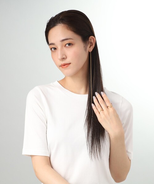 COCOSHNIK ONKITSCH(ココシュニックオンキッチュ)の「シルバー チェーンピアス フラットカーブロング(片耳用) GP(ピアス(両耳用)・レディース・ゴールド・00)」の6枚目の写真