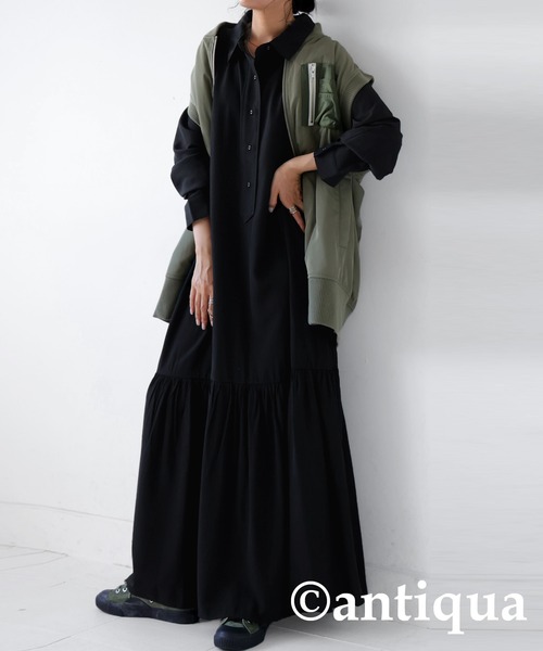 antiqua（アンティカ）の「シャツワンピース（シャツワンピース・レディース・ダークグリーン/ブラック/オレンジ・FREE）」の7枚目の写真