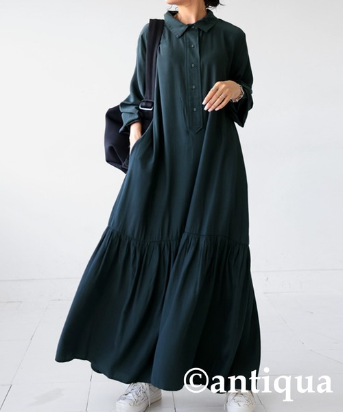 antiqua（アンティカ）の「シャツワンピース（シャツワンピース・レディース・ダークグリーン/ブラック/オレンジ・FREE）」の9枚目の写真