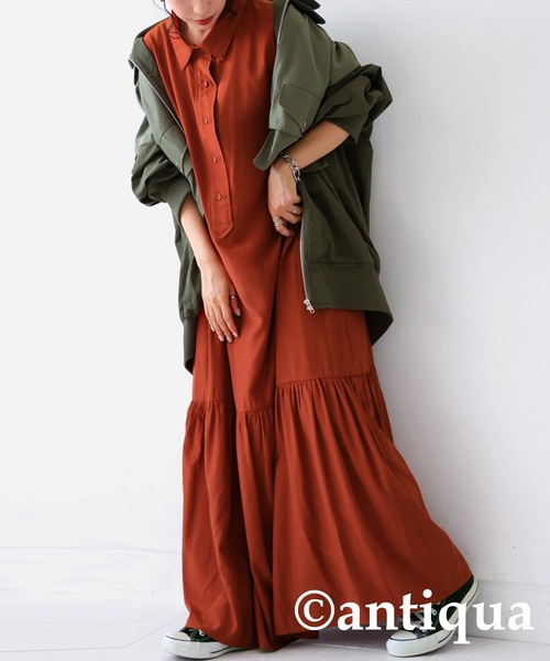 antiqua（アンティカ）の「シャツワンピース（シャツワンピース・レディース・ダークグリーン/ブラック/オレンジ・FREE）」の16枚目の写真