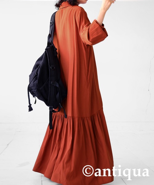 antiqua（アンティカ）の「シャツワンピース（シャツワンピース・レディース・ダークグリーン/ブラック/オレンジ・FREE）」の15枚目の写真