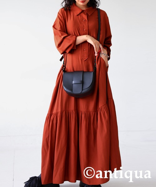 antiqua（アンティカ）の「シャツワンピース（シャツワンピース・レディース・ダークグリーン/ブラック/オレンジ・FREE）」の13枚目の写真
