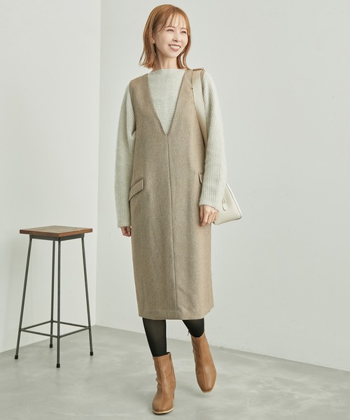 ROPE' PICNIC(ロペピクニック)の「スリートーンツイードジャンスカワンピース(ジャンパースカート・レディース・チャコールグレー/ダークブラウン/ベージュ・36/38)」の12枚目の写真