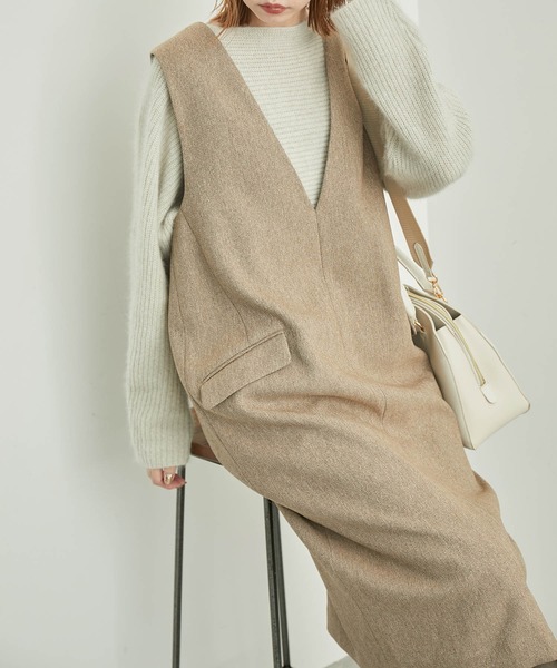 ROPE' PICNIC(ロペピクニック)の「スリートーンツイードジャンスカワンピース(ジャンパースカート・レディース・チャコールグレー/ダークブラウン/ベージュ・36/38)」の14枚目の写真