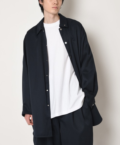 SUPERTHANKS（スーパーサンクス）の「オーバーサイズ シャツ ジャケット(ユニセックス)Outsider Shirt Jacket(Pe Twill)（シャツ/ブラウス・メンズ・ネイビー/ライトグレー・L/M/S）」の18枚目の写真